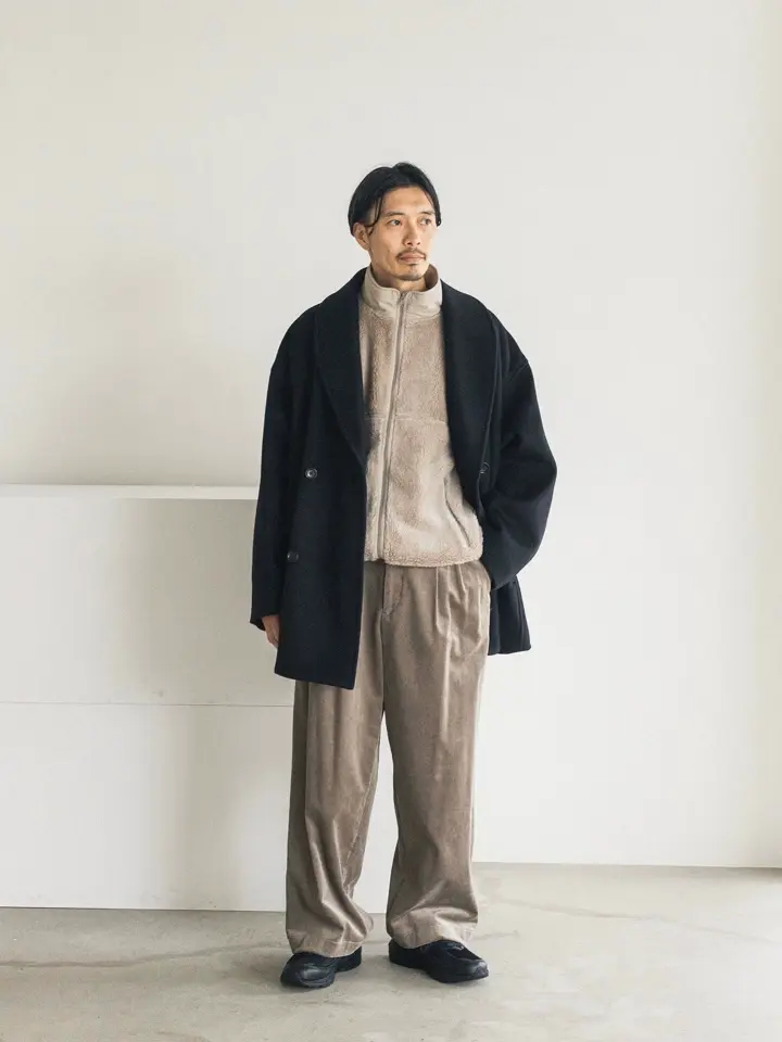 Light Melton Shawl Collar Coat-ライトメルトンショールカラーコート