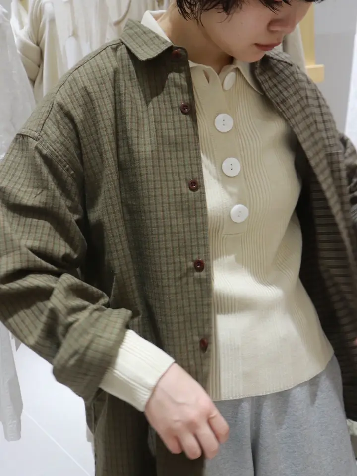 Cotton flannel check docking shirt-コットンフランネルチェック