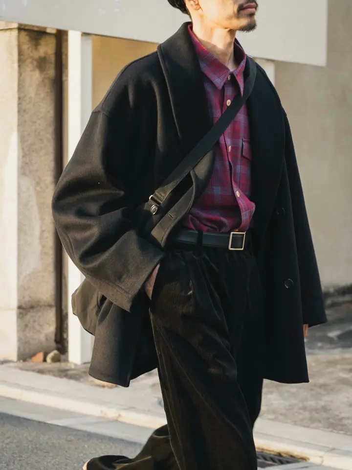 Light Melton Shawl Collar Coat-ライトメルトンショールカラーコート