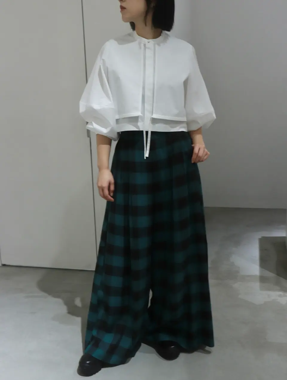RAYON PLAID SUPER WIDE PANTS-レーヨンプレイドスーパーワイドパンツ