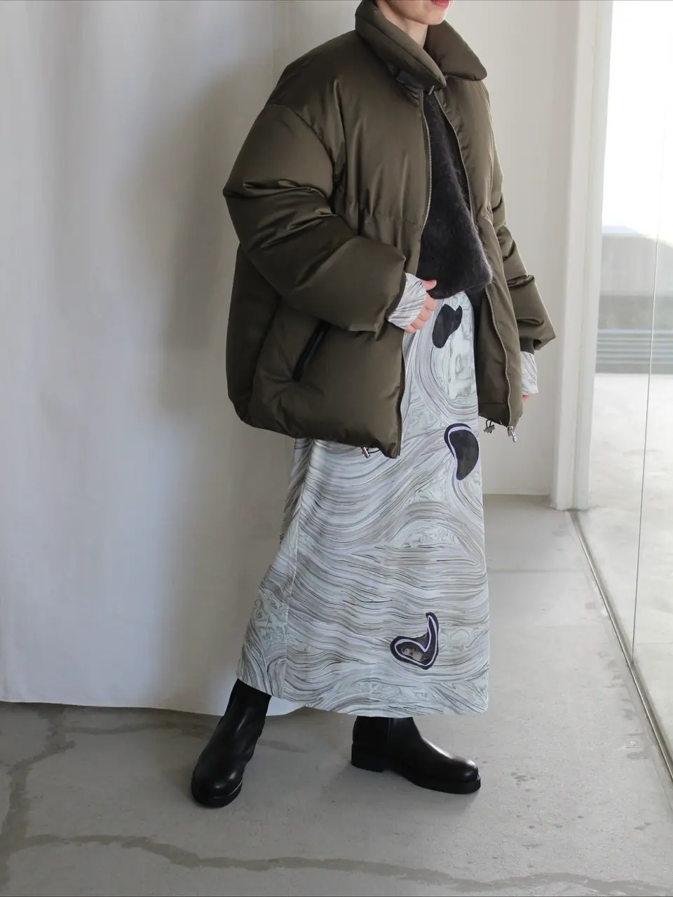 Marble Print Jersey Dress-マーブルプリントジャージードレス-Mame