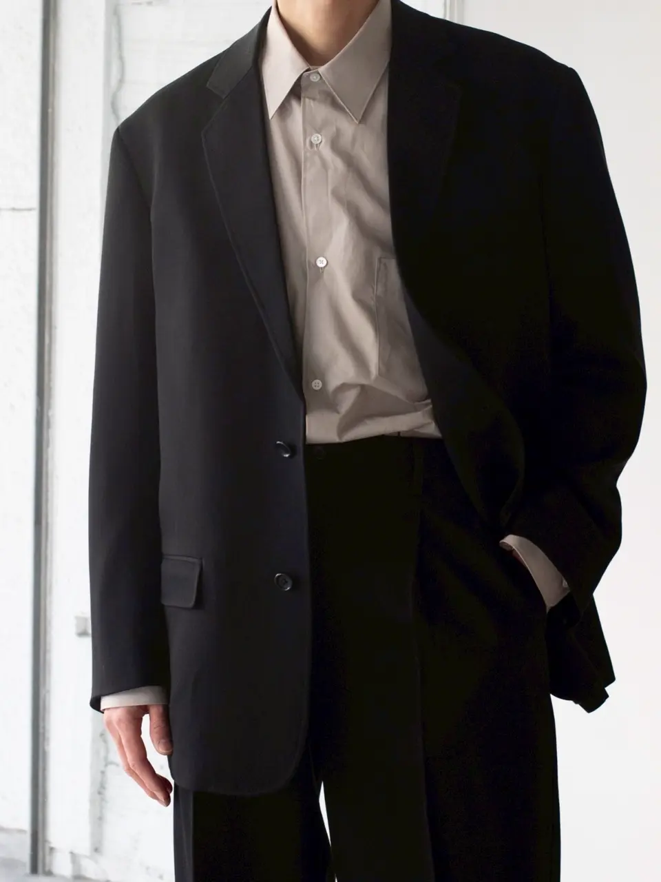 Wool Doeskin Wide Tapered Slacks-ウールドスキンワイドテーパード
