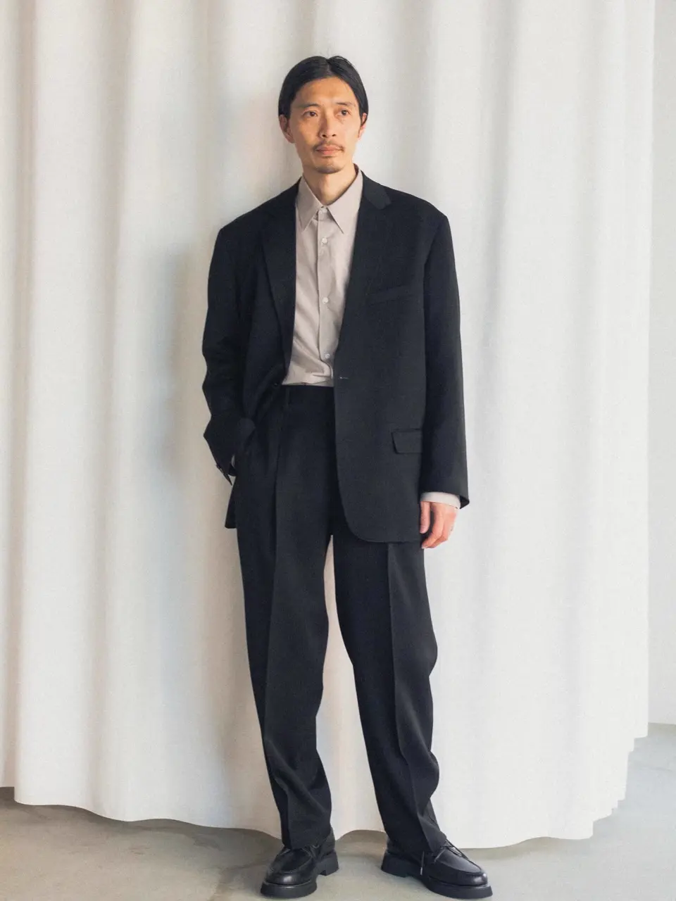 Wool Doeskin Wide Tapered Slacks-ウールドスキンワイドテーパード