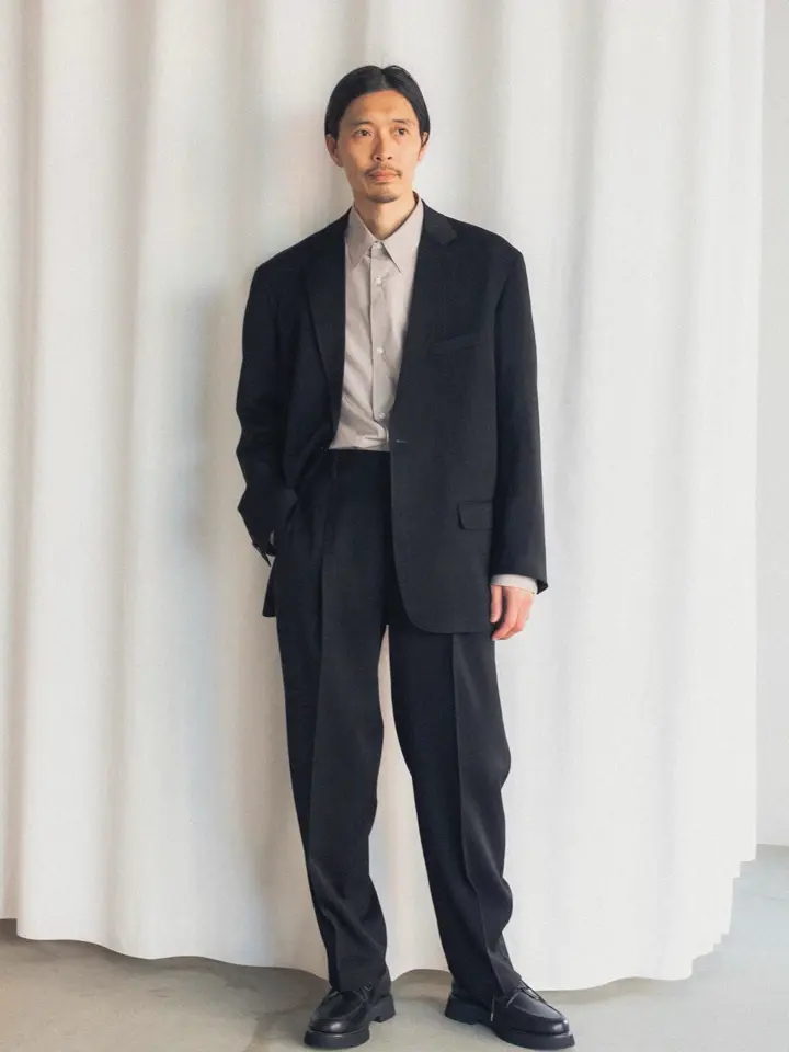 Wool Doeskin Wide Tapered Slacks-ウールドスキンワイドテーパード