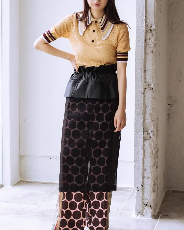 Lace knit polo shirt-レースニットポロシャツ-TOGA PULLA