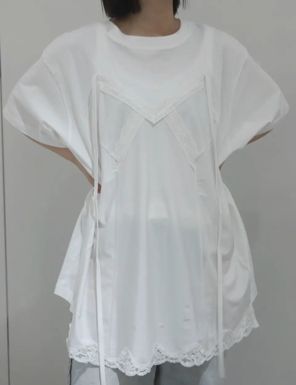 Raffy gauze wire Tee-ラッフィーガーゼスワイヤーTシャツ-INSCRIRE