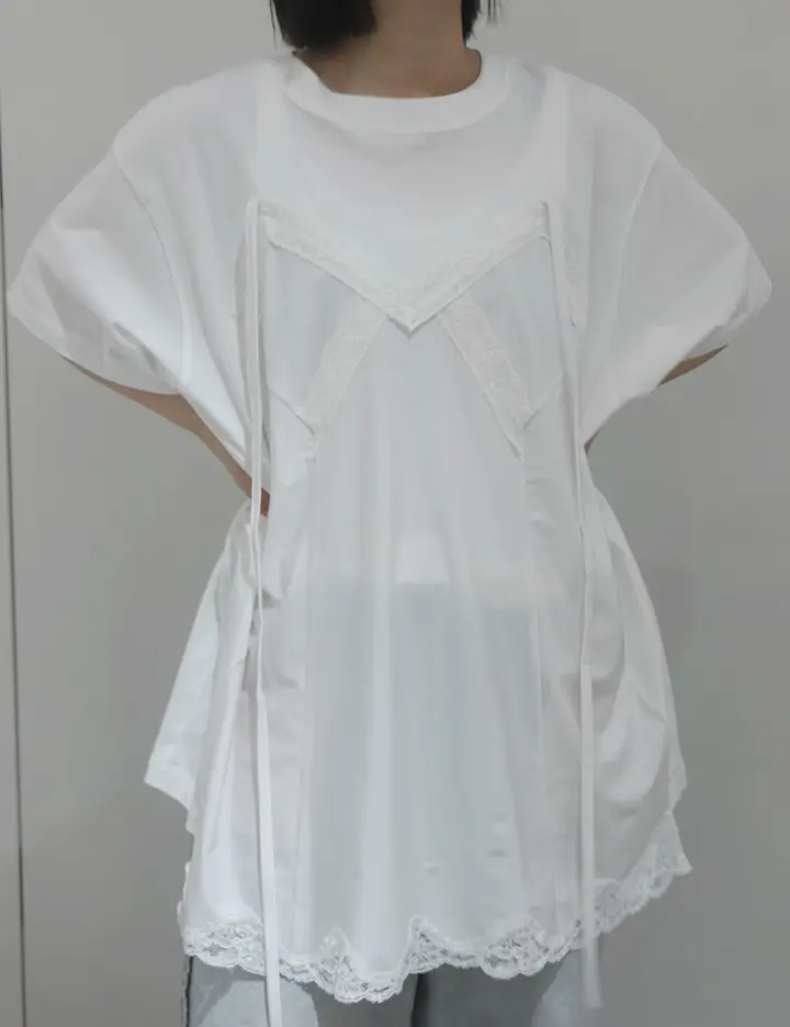 Raffy gauze wire Tee-ラッフィーガーゼスワイヤーTシャツ-INSCRIRE