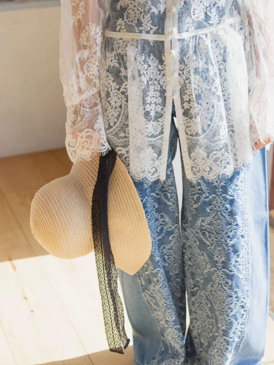 BOUCLE KNIT LACE CARDIGAN-ブークレニットレースカーディガン-FETICO