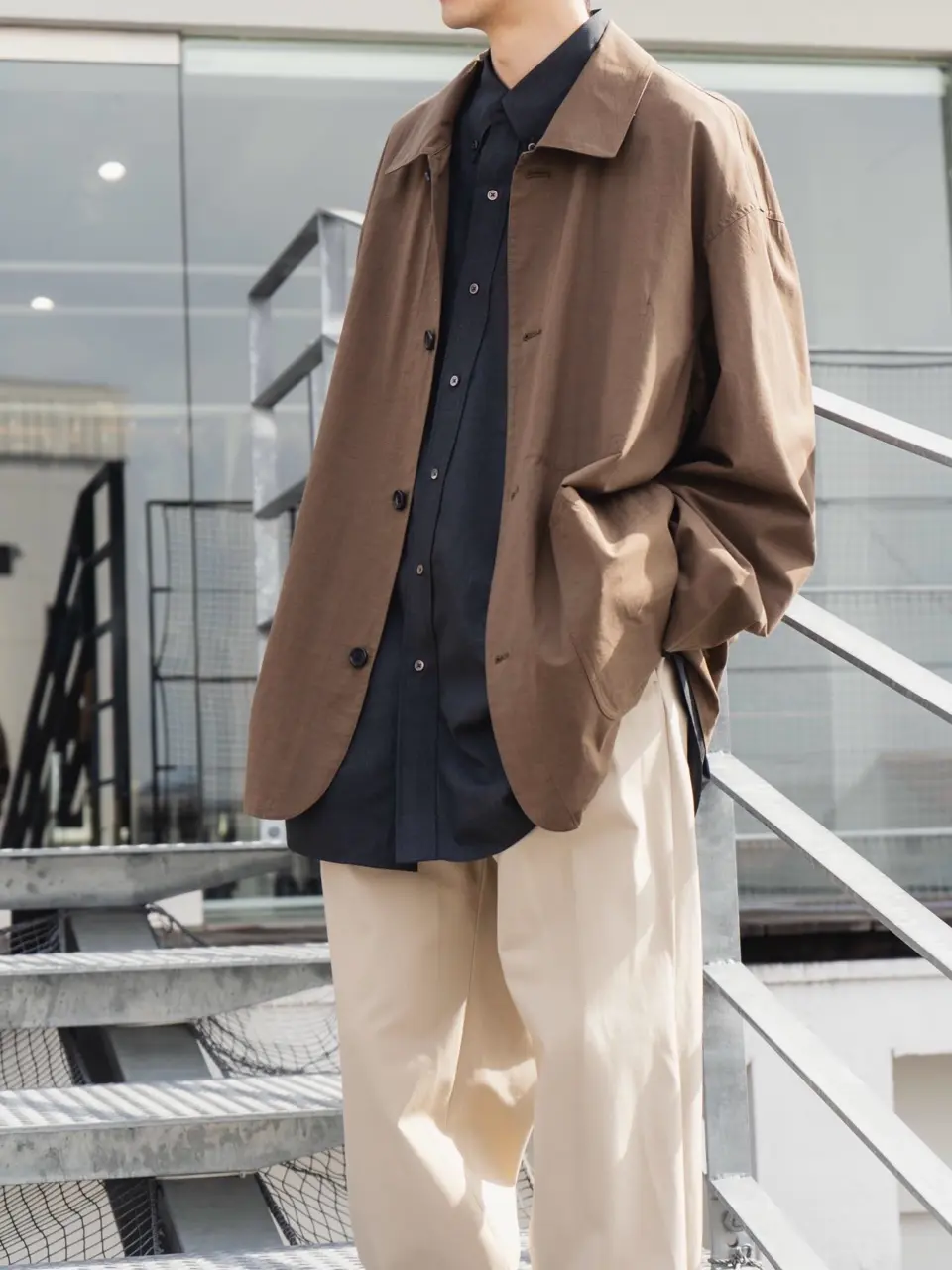 Cotton Wool Poplin Oversized Coverall-コットンウールポプリン
