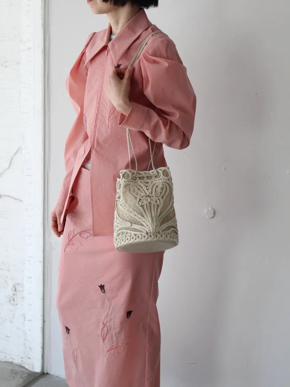 Cording Embroidery Bucket Bag-コーデイングエンブロイダリーバケット