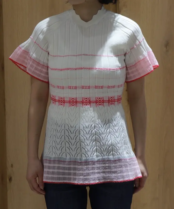 Cotton Plainstitch Top-コットンプレーンステッチトップ-Mame