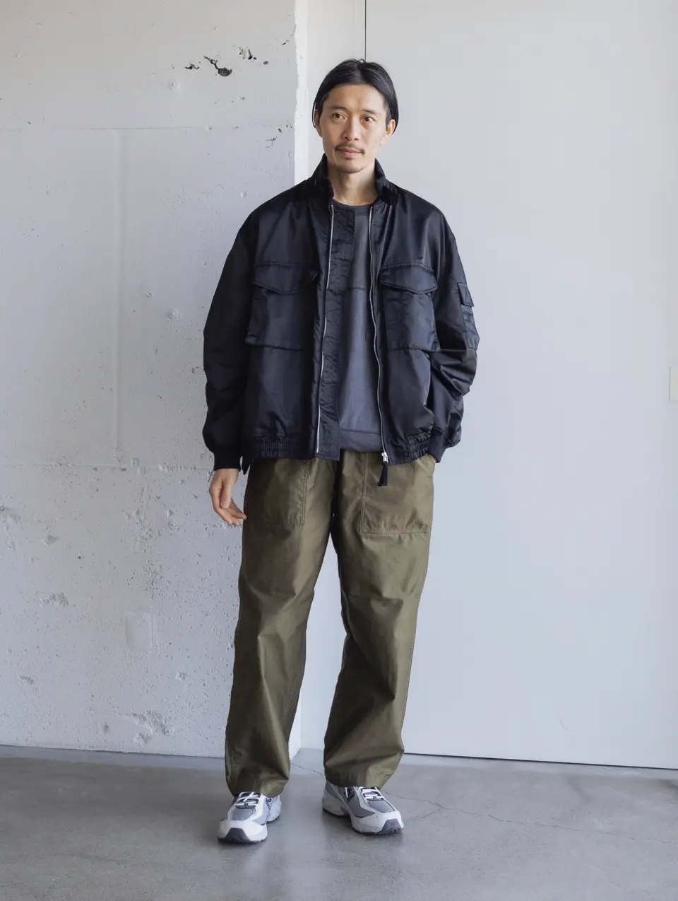 Cotton back satin product dyed baker pants-コットンバッグサテン