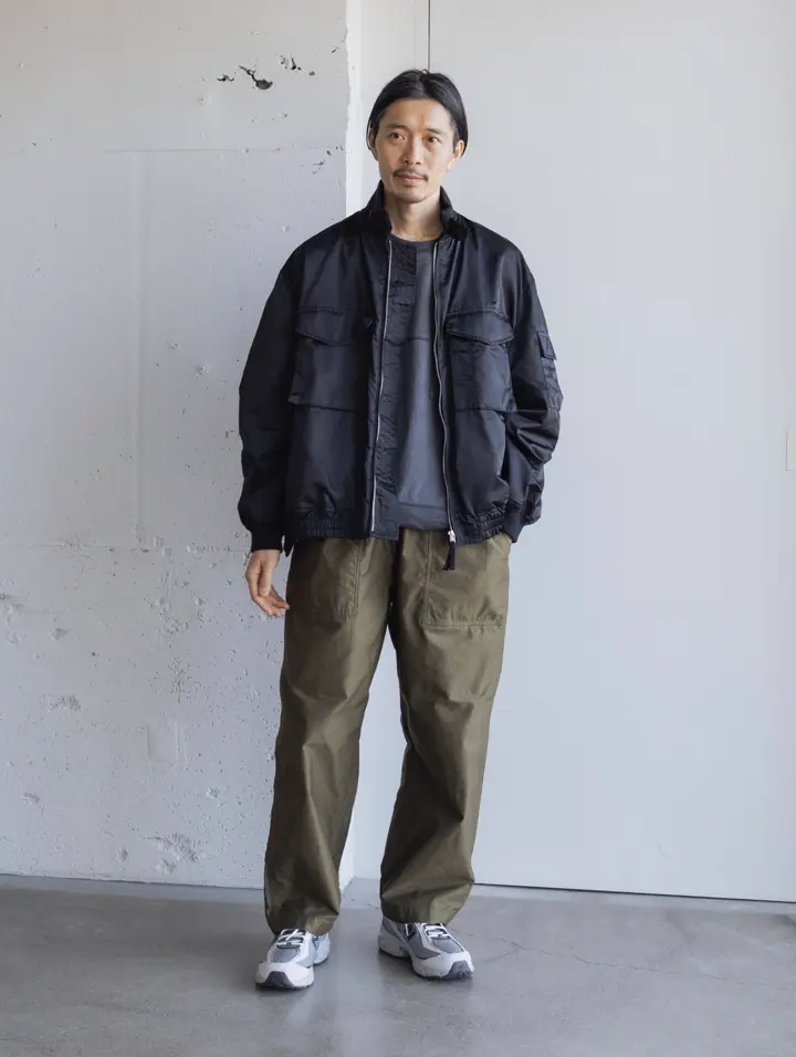 Cotton back satin product dyed baker pants-コットンバッグサテン