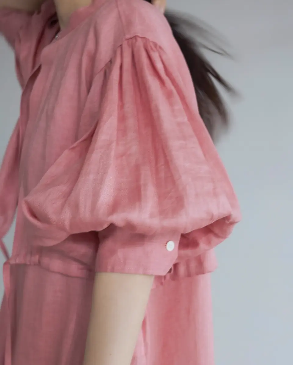 LINEN BALLOON SLEEVE BLOUSE-リネンバルーンスリーブブラウス-HYKE