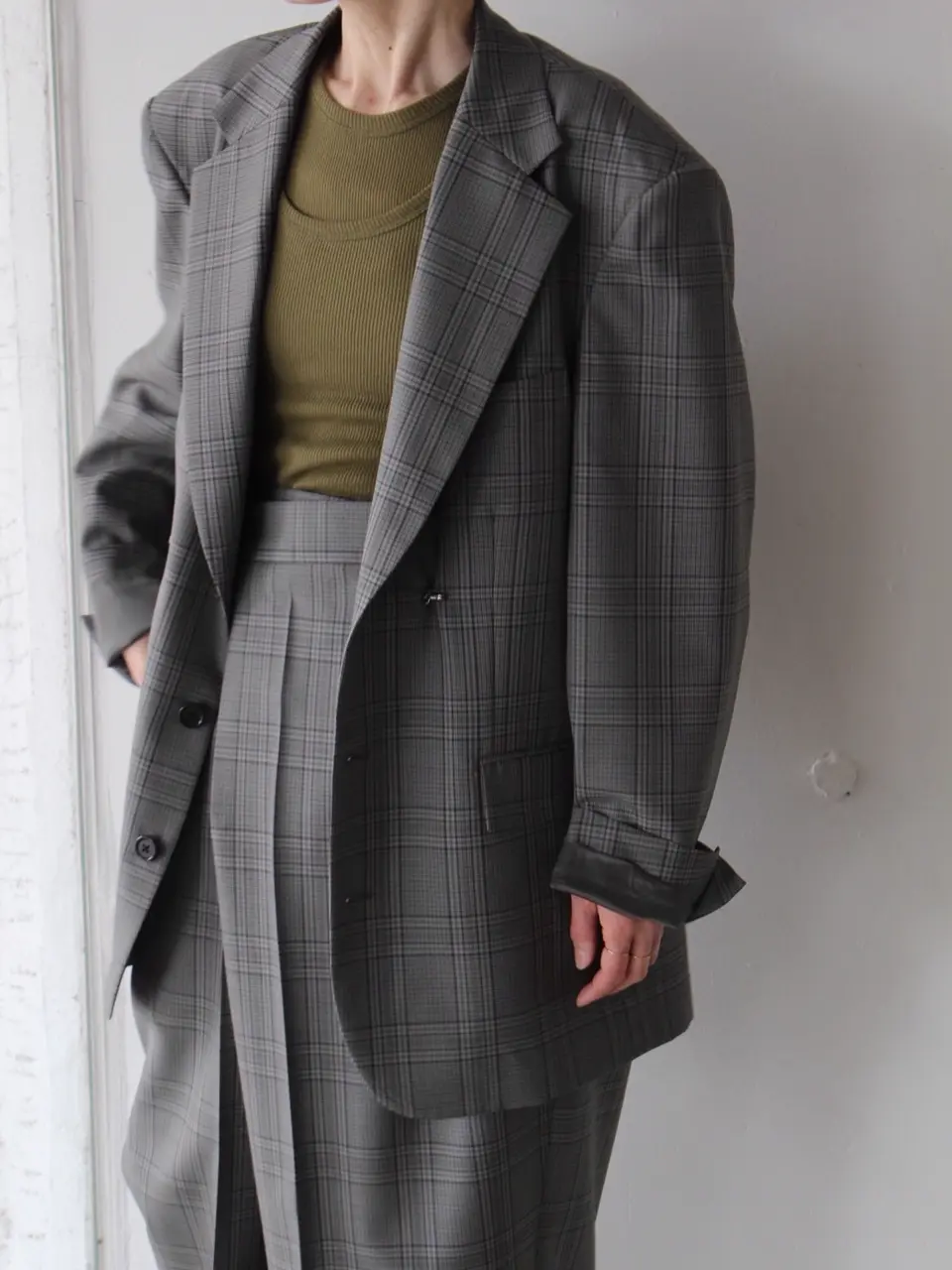 Wool check 2way over size jacket-ウールチェック2ウェイオーバー