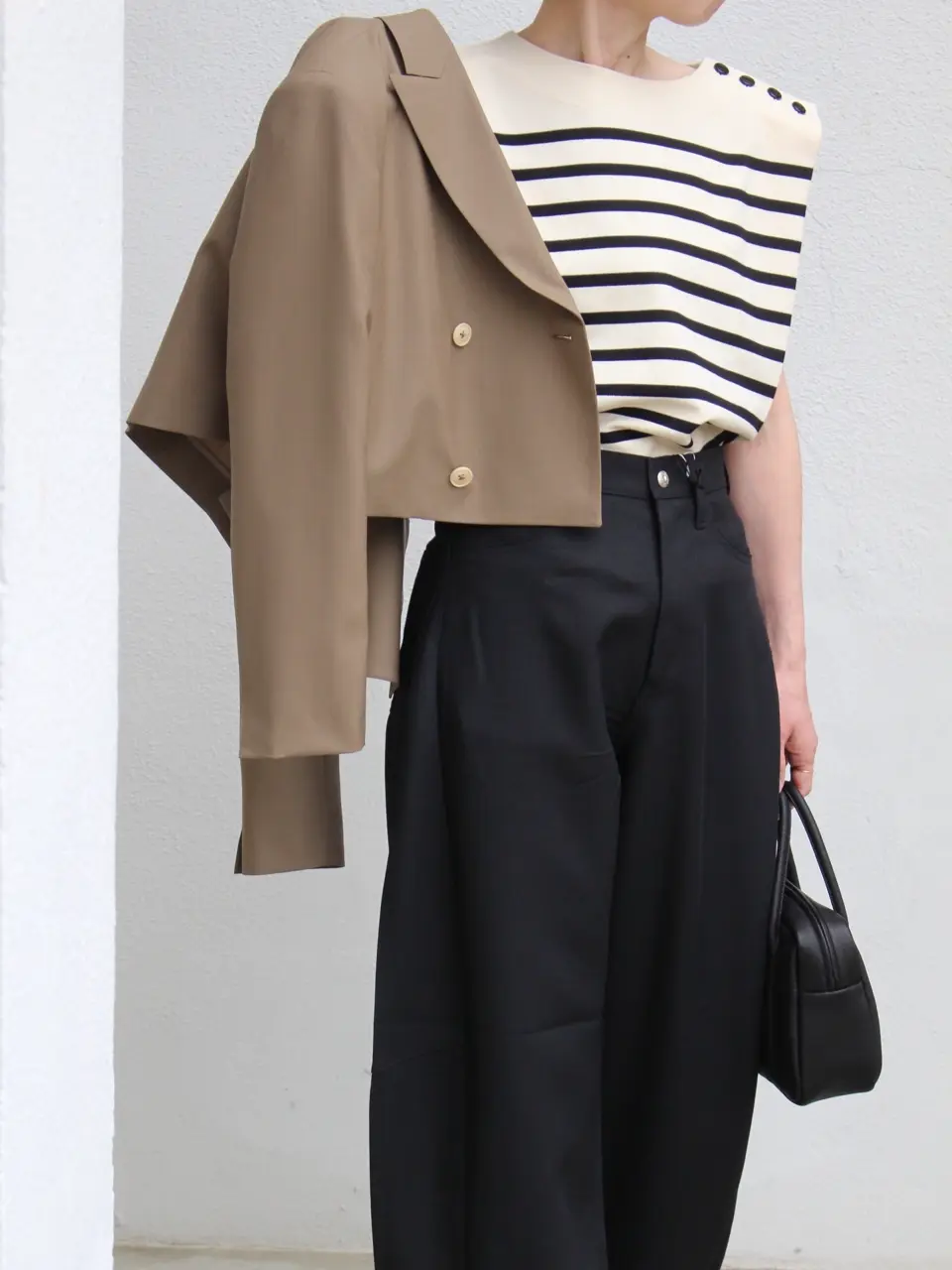 WOOL DOUBLE BREASTED CROPPED BLAZER-ウールダブルブレステッド