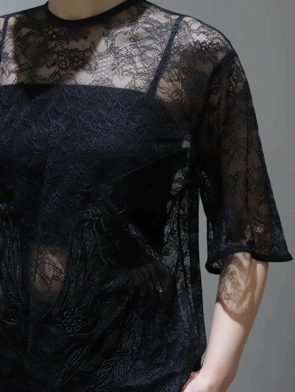 Triacetate polyester collarless short jacket トリアセテート