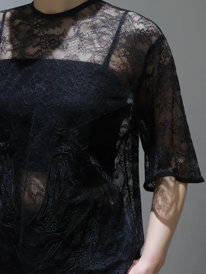 raschel lace embroidery top ラッセルレースエンブロイダリートップ