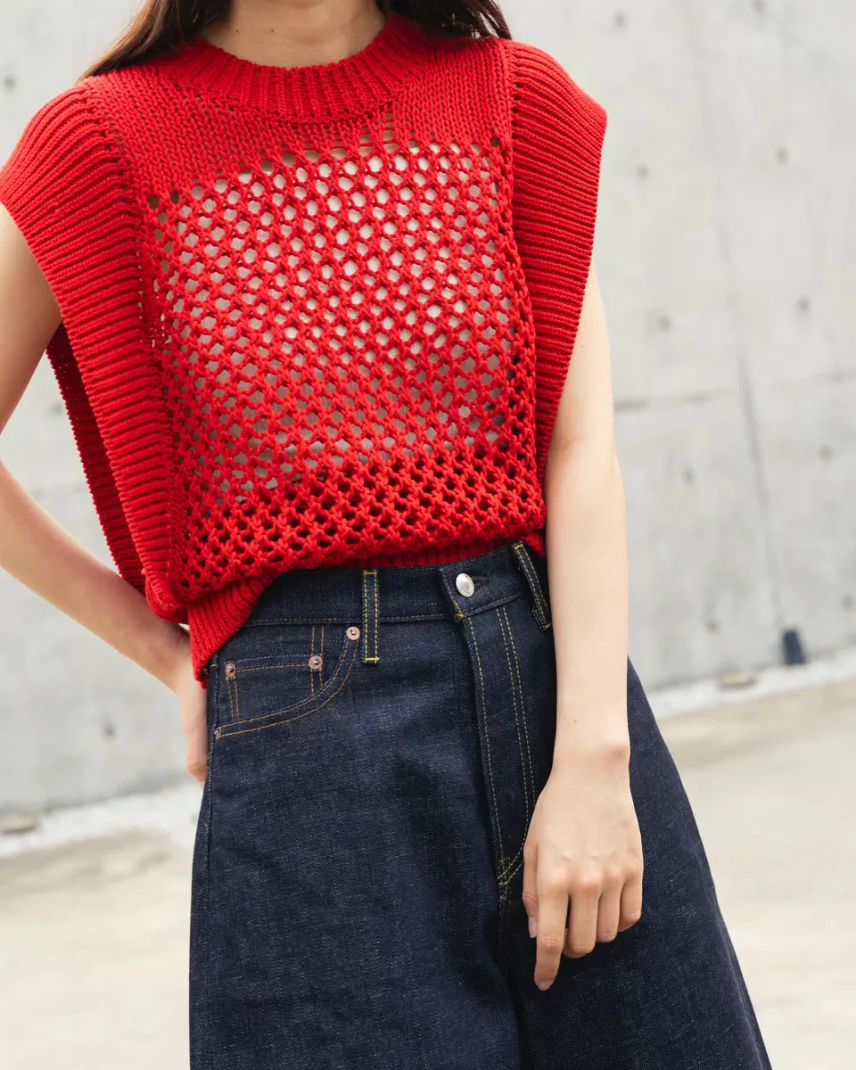 CROCHET SLEEVELESS KNIT-クロシェスリーブレスニット-HYKE（ハイク