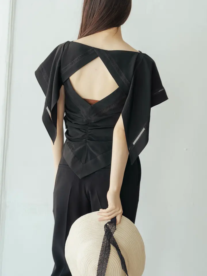 STRAW HAT WITH LACE RIBBON-ストローハットウィズレースリボン-FETICO
