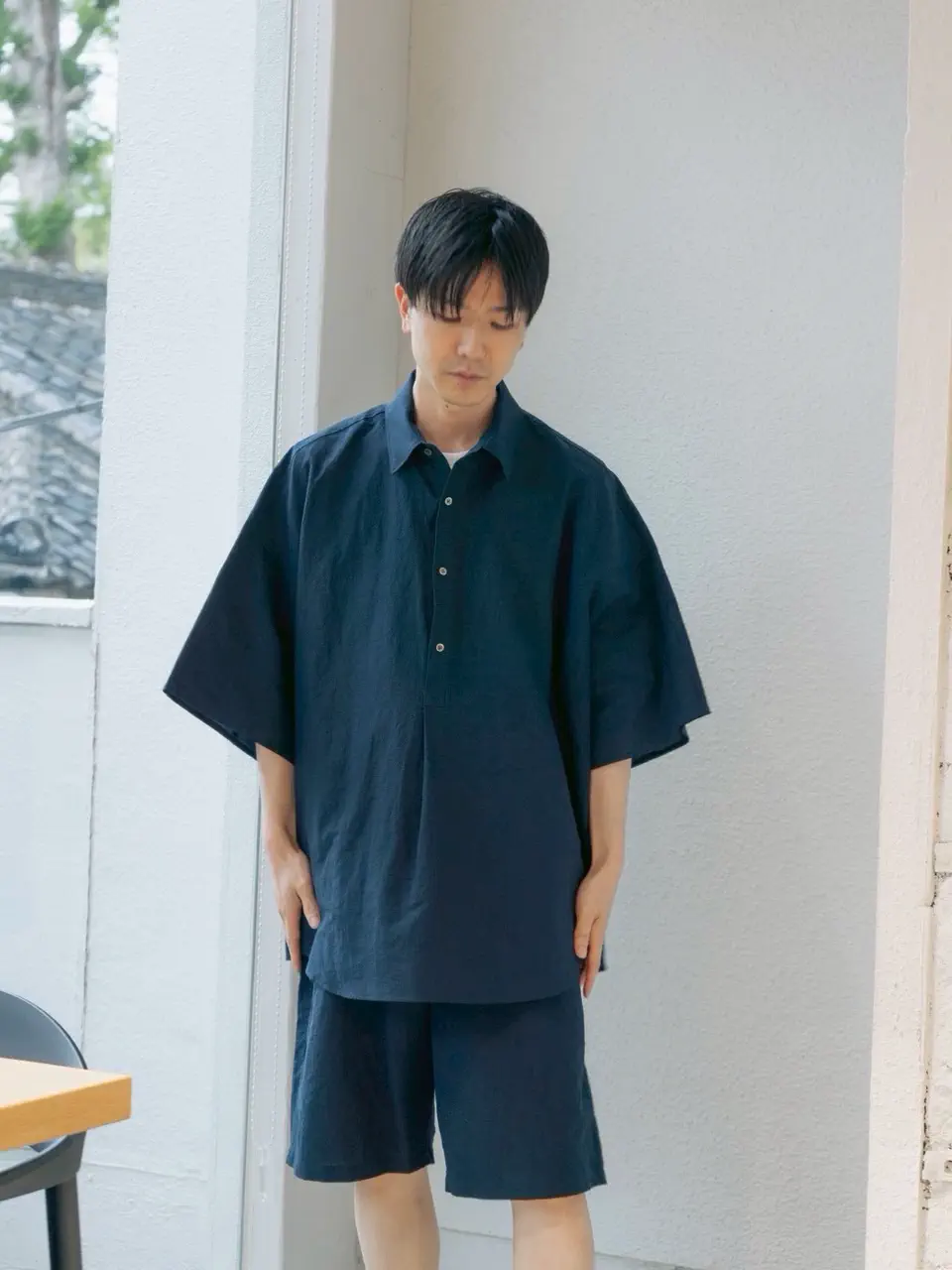 Cotton Linen Seersucker Track Shorts-コットンリネンシアサッカー