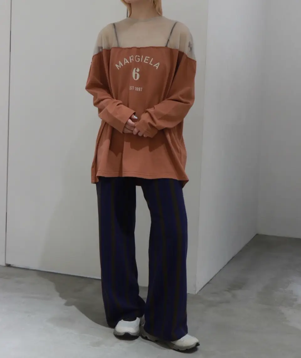 Pile Border Relaxed Wide Pants-パイルボーダーリラックスワイド