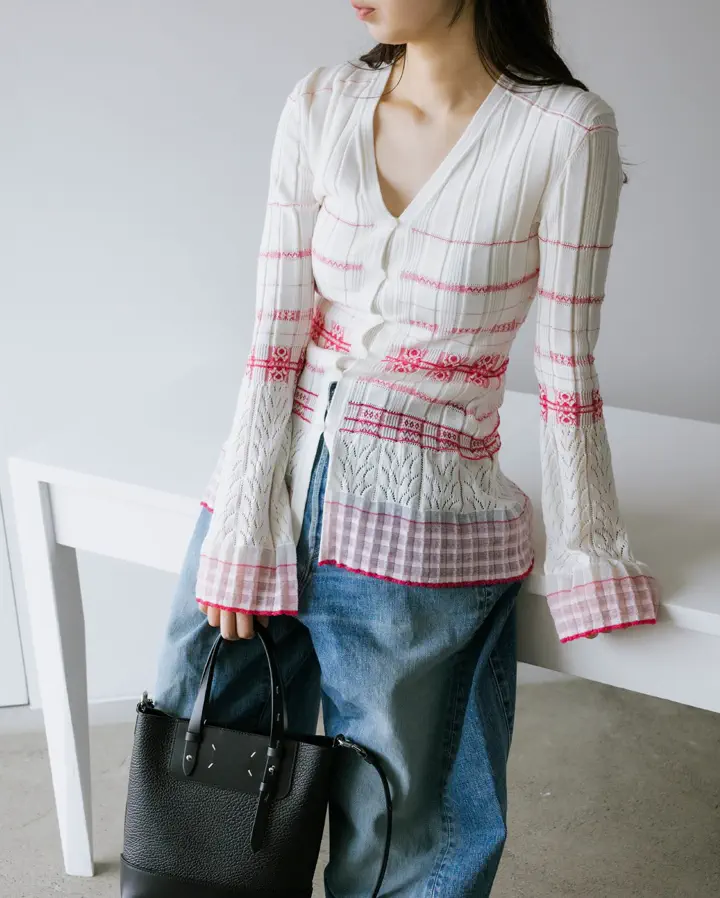 Lamp Shaped Knit Cardigan-ランプシェープニットカーディガン-Mame