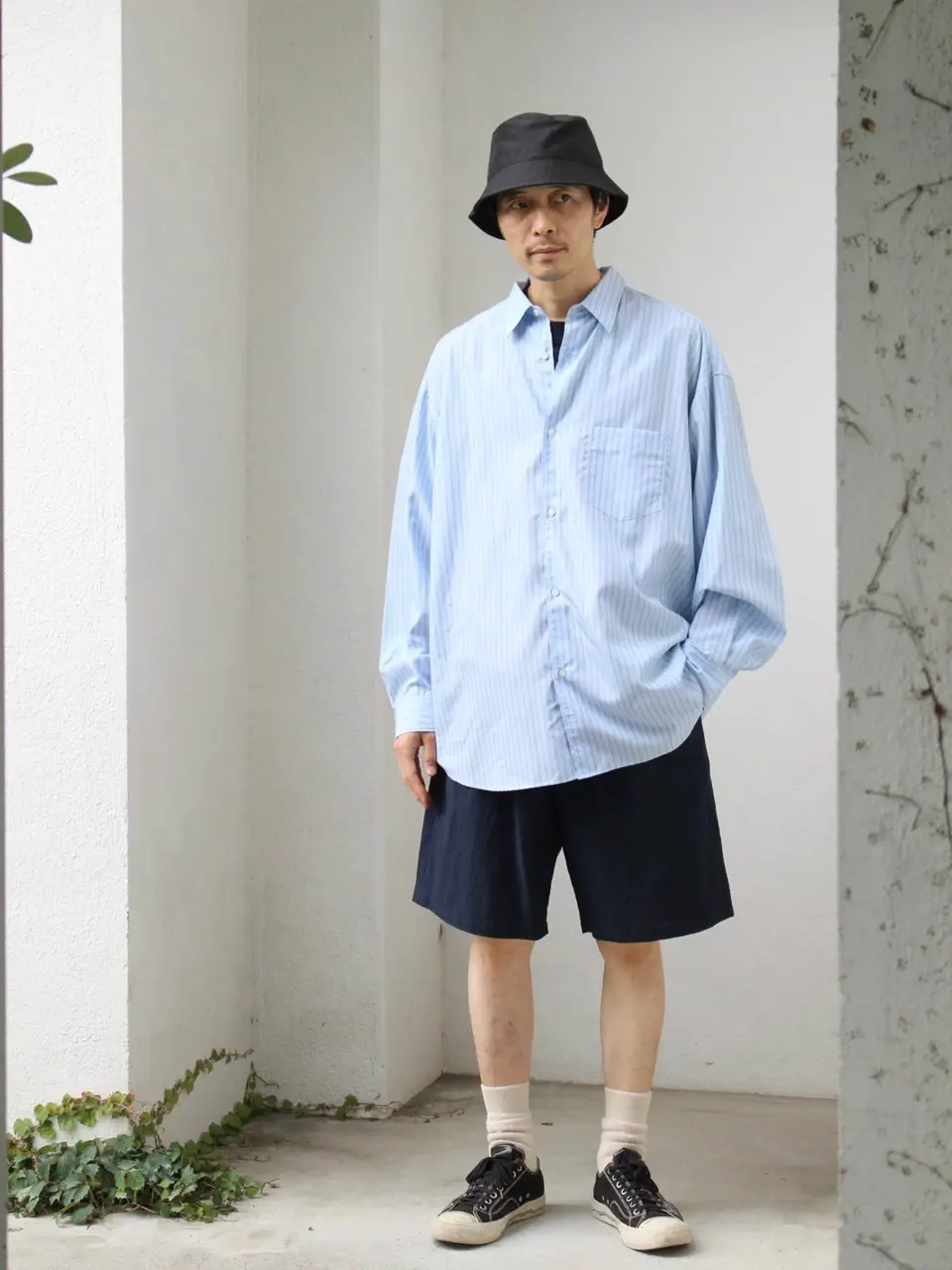 Cotton Linen Seersucker Track Shorts-コットンリネンシアサッカー