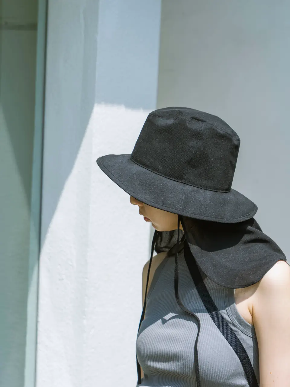 Poly voile detachable sunshade soft hat-ポリボイルディタッチャブル