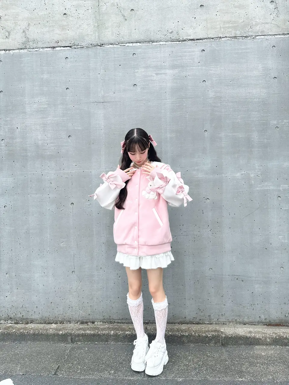 袖リボンハニーちゃんアップリケスタジャン – BUNNY APARTMENT