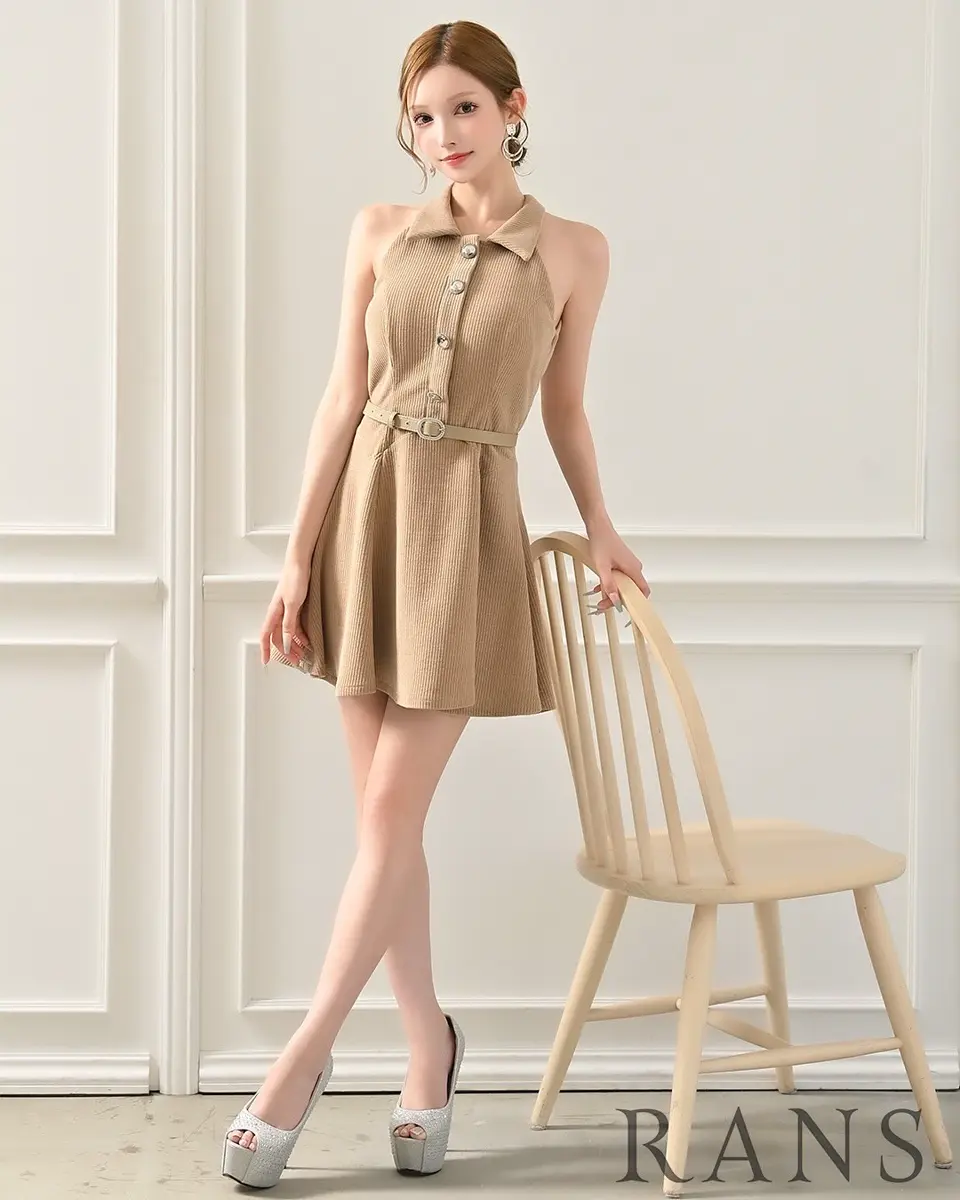 RANS キャバドレス ペプラムノースリーブドレス S