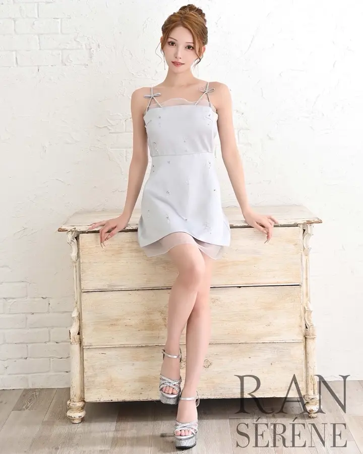【RANS / ランズ】セットアップミニドレス ホワイト AIDMAX 韓国ドレス キャバドレス RAN SERENE】ミニ/ドレス/キャミ/セットアップ/ホワイト/ビジュー