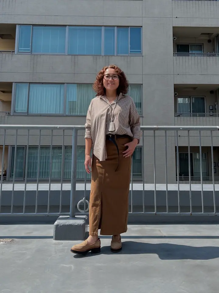 R*u様 新品タグなし◯lelili ストライプ サイド バック スリット 長袖 ストレッチスリットロングスカート | Lazo_N33°（ラソエヌサーティ