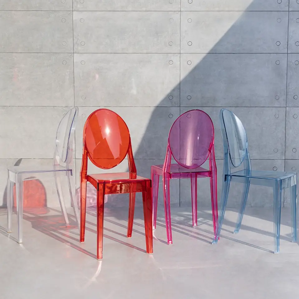 VeroMan クリアチェア 透明 クリスタルチェア 丸い背もたれ ダイニング