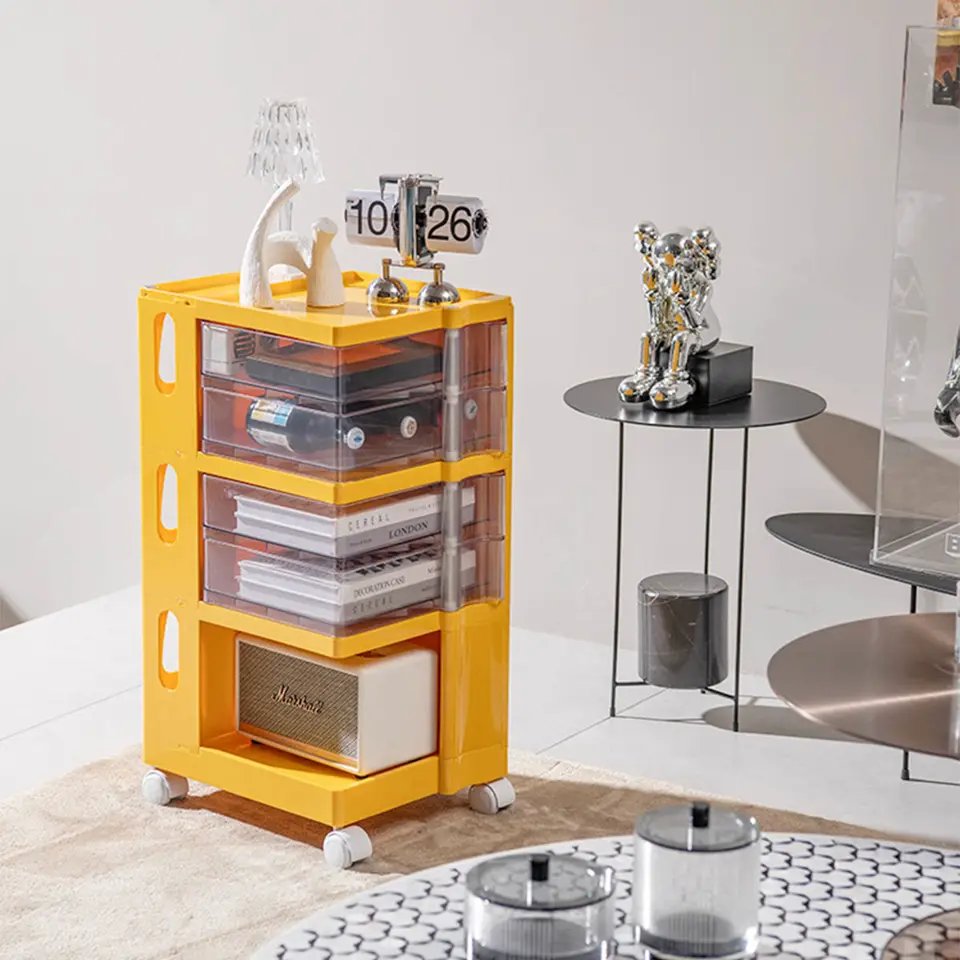 VeroMan カラーラック 5段 キャスター付き 引き出し付き 収納 ラック