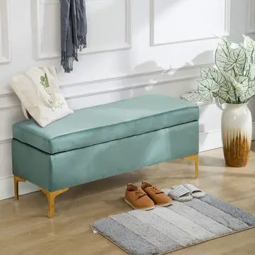 VeroMan 座れる 収納スツール トランクベンチ ベロア ゴールド脚 玄関