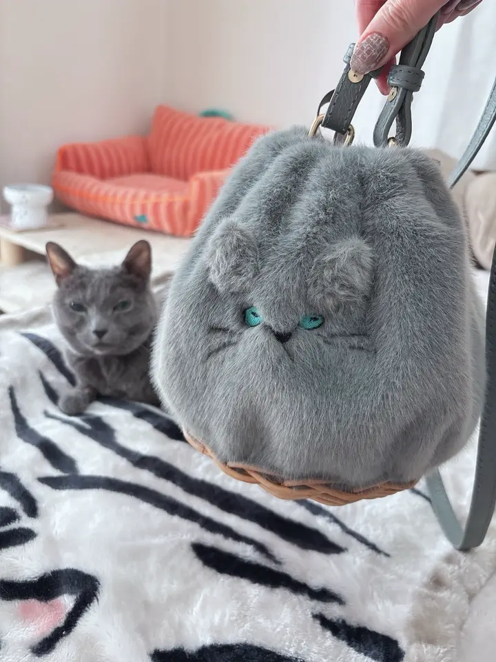 ヘイニ　ミネットパニエ　白猫 HAYNI（ヘイニ） AIM医学研究支援PJ実施中｜ 猫 ねこ ショルダーバッグ