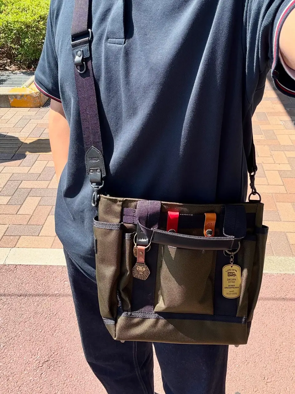 小さなガーデントート ポケットが沢山ミニトート コーデュラ®×本革