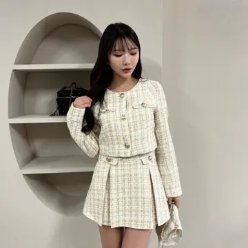 スプリングツイードノーカラージャケットsサイズ LIP SERVICE（リップサービス）｜ スプリングツイードノーカラー