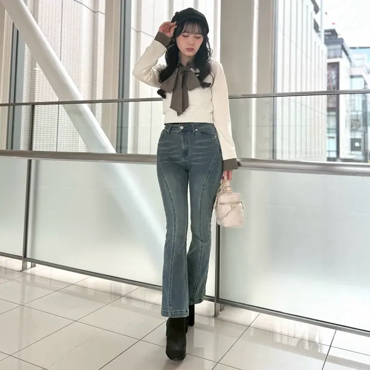 LIP SERVICE 2wayシャツレイヤードニットトップス スカートセット LIP SERVICE（リップサービス）｜ 2wayシャツレイヤードニットトップス