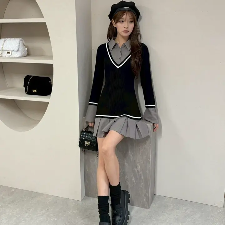 LIP SERVICE（リップサービス）｜ シャツドッキングプリーツワンピース