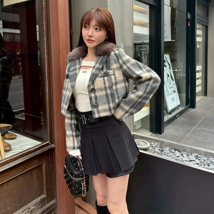 LIP SERVICE（リップサービス）｜ ファーカラーシャギーチェック