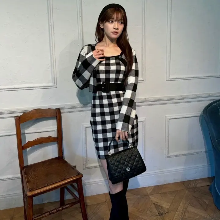 LIP SERVICE（リップサービス）｜ レトロチェックアンサンブルニット