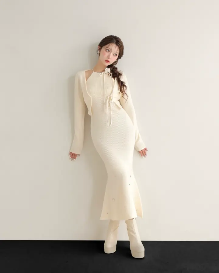 M me eme ワンピース M me eme エムミーエメ ギンガムチェックアンサンブルロングワンピース