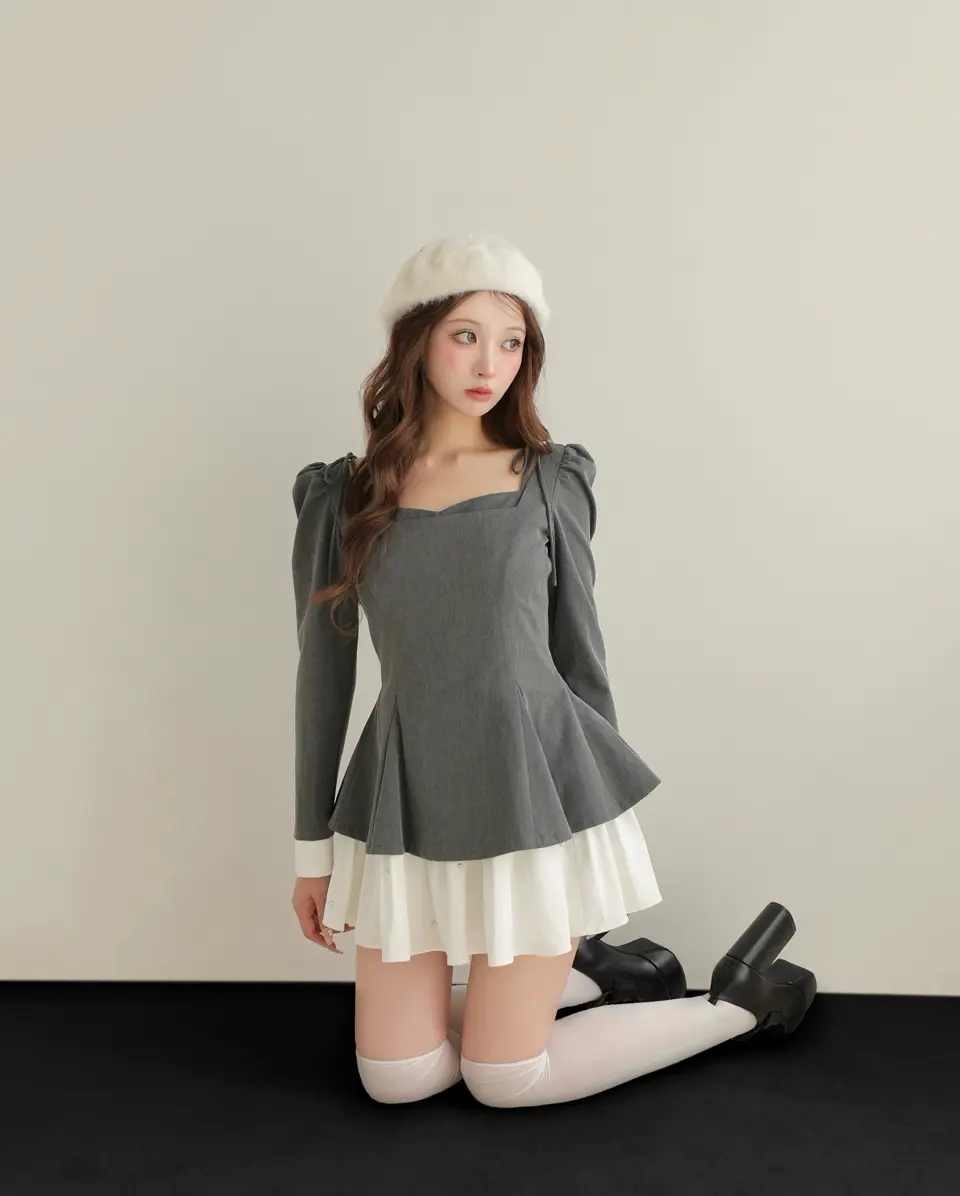 Mmeeme エムミーエメ リボンチェックマーメイドロングワンピース