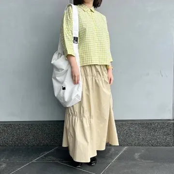コットンリネンカラーギンガムクロップドシャツ SUMMER SALE】コットンリネンカラーギンガムクロップドシャツ