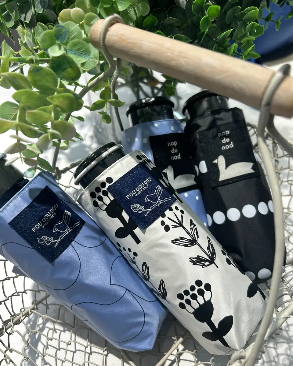 POUDOUDOU アンブレラ ボタニカル・バード 晴雨兼用 折りたたみ傘