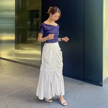 ひんやり！リーフゼブラ柄レースアップマーメイドロングスカート