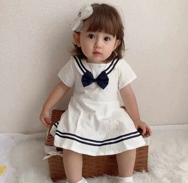 即納商品】セーラーワンピース66〜90cm ロンパース 女の子｜ベビー服