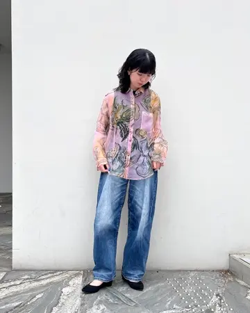 JNBY トップス セール】 Embroidered Cat Linen Shirt / キャットリネンシャツ